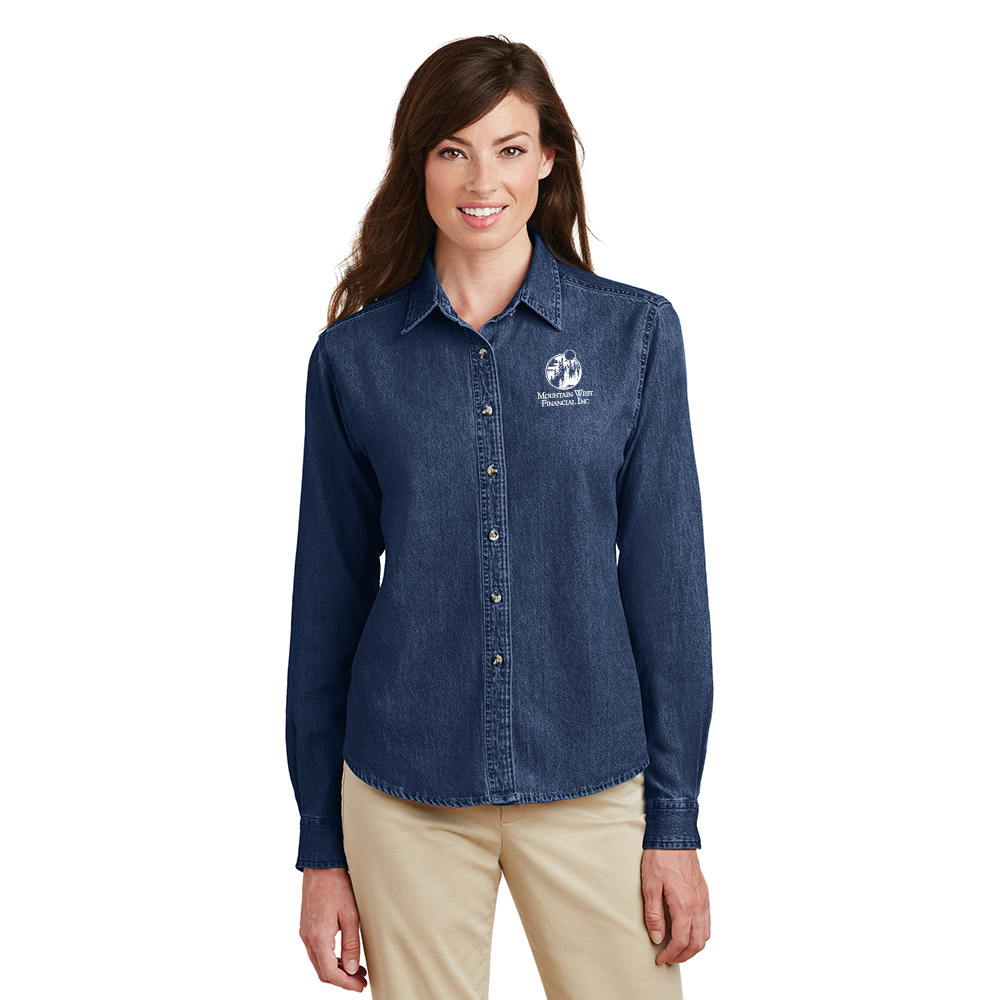 Port & Company® – Ladies Long Sleeve Value Denim Shirt | MWF Apparel